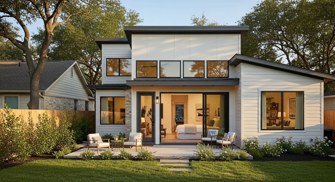 Modern ADU in Austin backyard showing how homeowners gain value