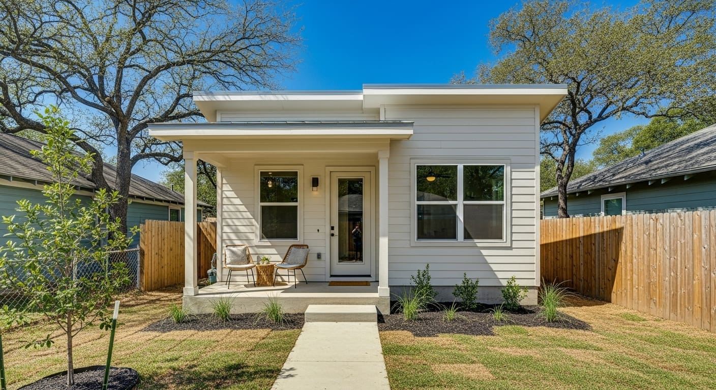 Modern affordable ADU in Austin with compact backyard layout