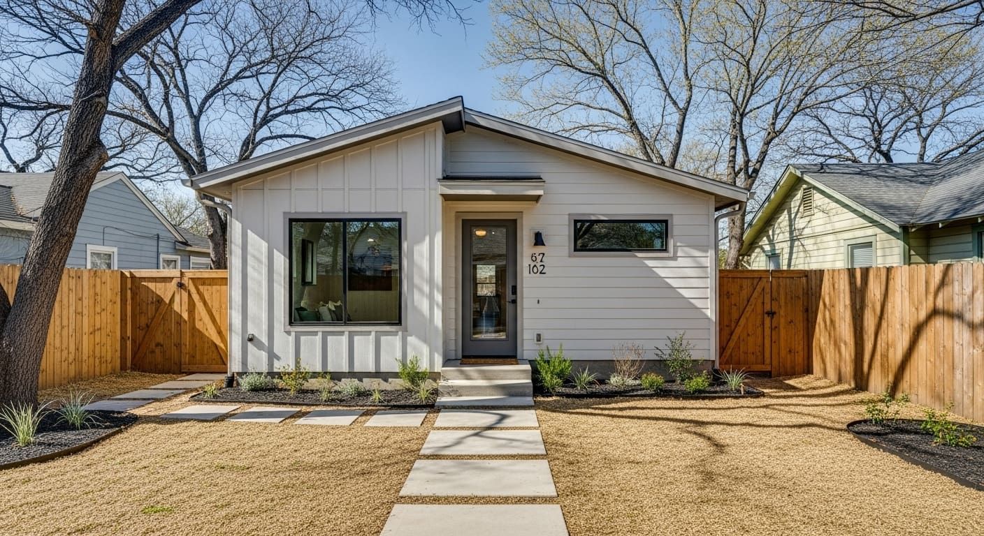 Modern backyard ADU construction in Austin with design plans