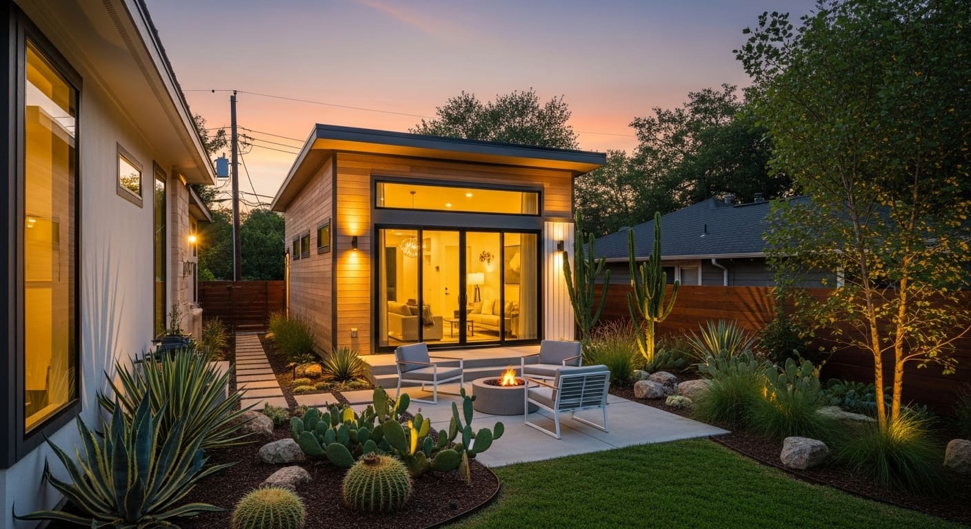 Modern backyard ADU showing the future of Austin housing and why ADUs are leading the way