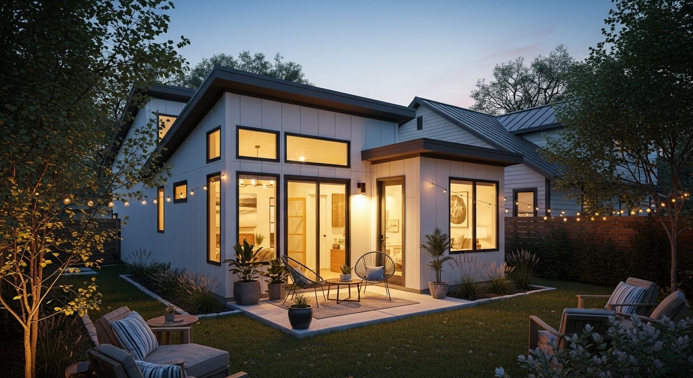 Modern backyard ADU in Austin showcasing the untapped potential of ADUs for Austin short rentals.