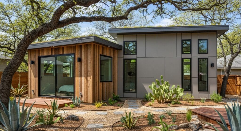 modern prefab and modular ADU in Austin Texas backyard design