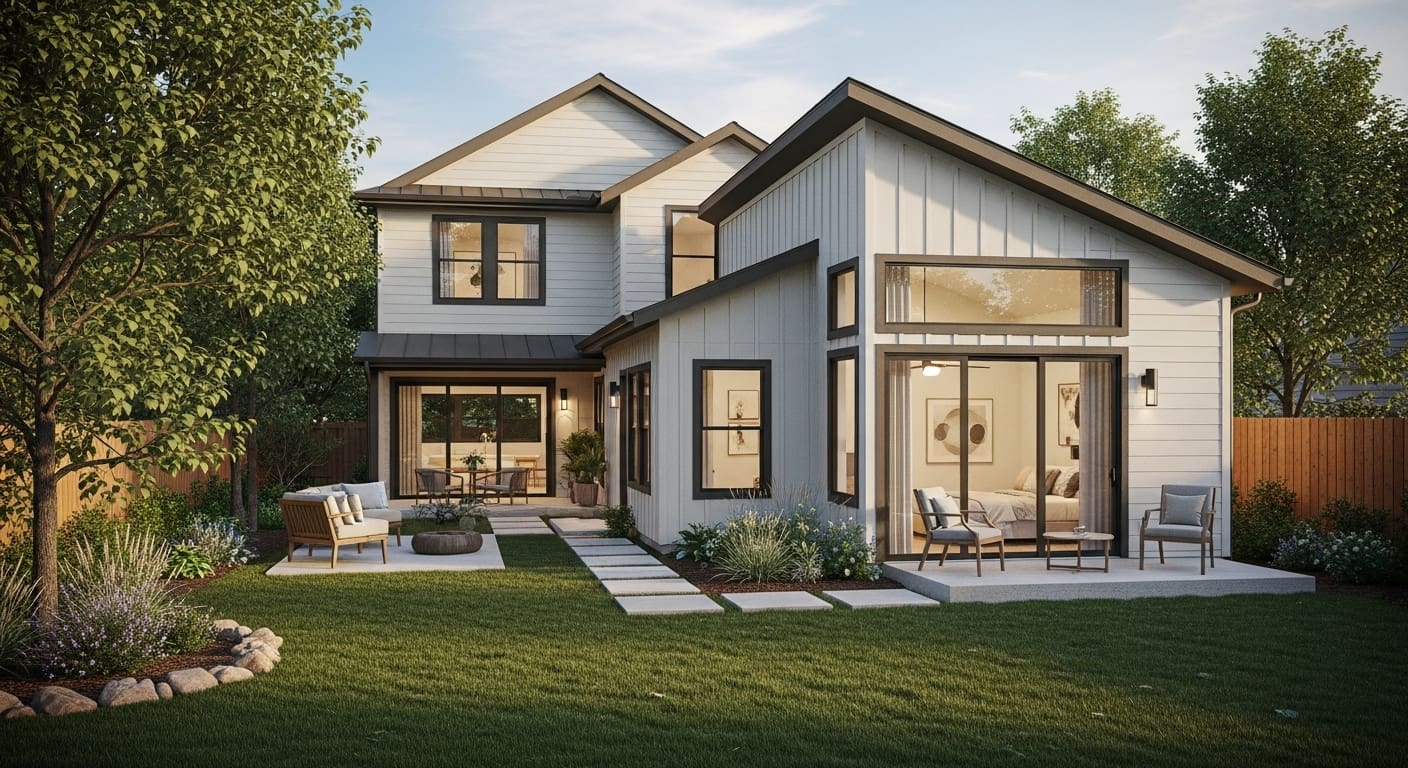 Modern backyard ADU showing why building an ADU in Austin is a smart 2025 investment.